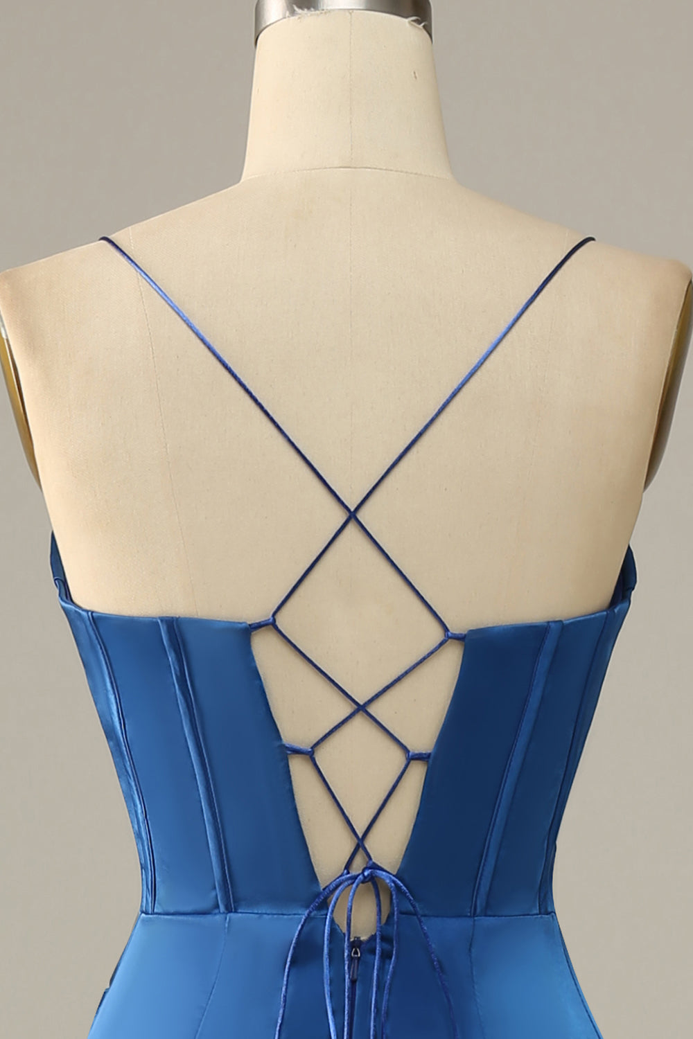 Azul Real Tirantes de Espagueti Sirena Vestido Formal