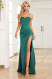 Tirantes de Espagueti Sirena Vestido de Fiesta Verde Escuro