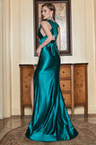 Sirena Halter Verde Oscuro Vestido de Fiesta