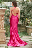 Fucsia Un Hombre Sirena Vestido de Fiesta