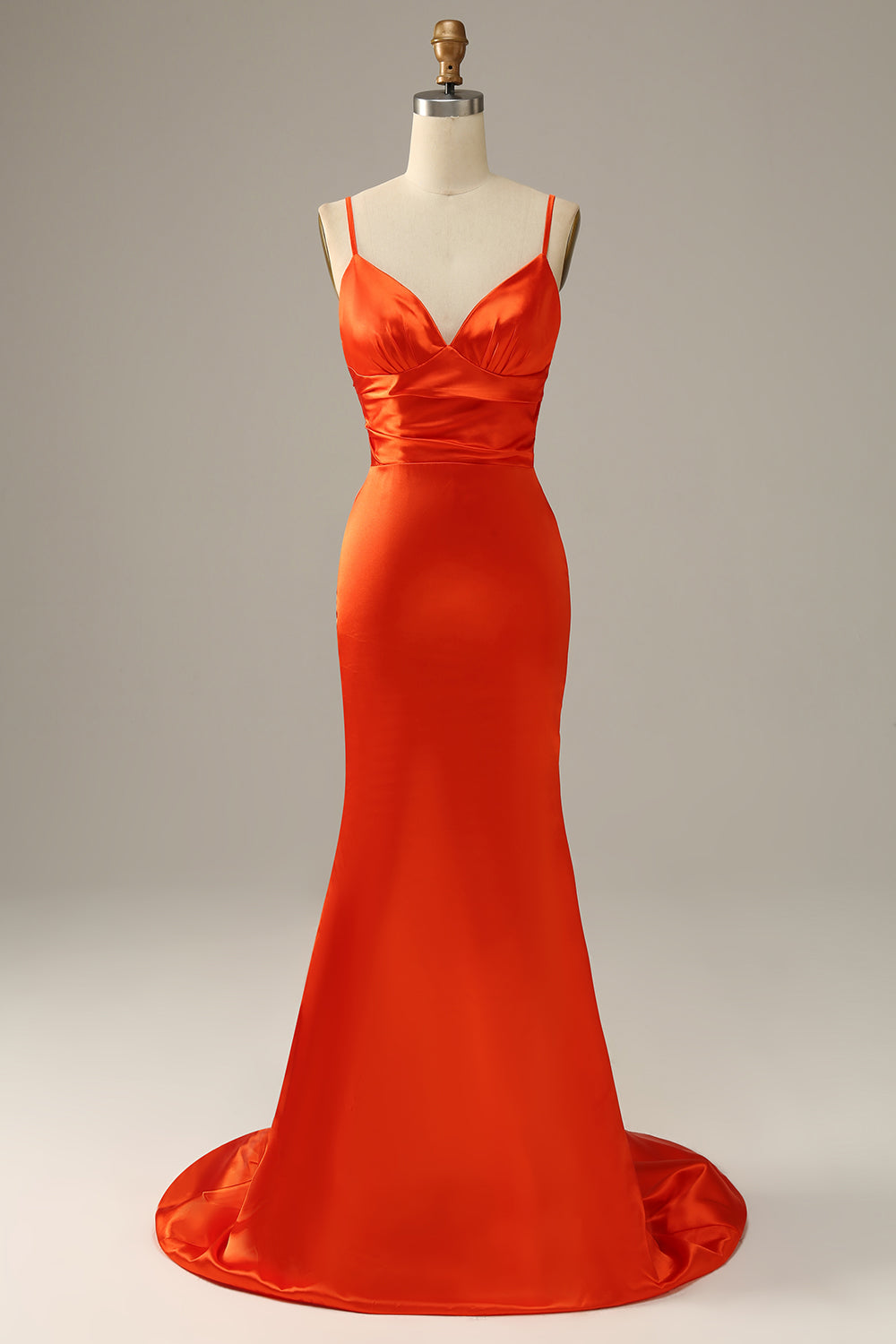 Correas de Espagueti Naranja Sirena Vestido de Fiesta