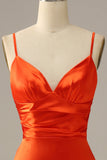 Correas de Espagueti Naranja Sirena Vestido de Fiesta