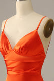 Correas de Espagueti Naranja Sirena Vestido de Fiesta
