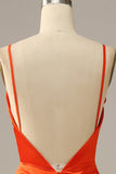 Correas de Espagueti Naranja Sirena Vestido de Fiesta