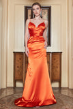 Sirena Tirantes de Espagueti Naranja Vestido de Fiesta
