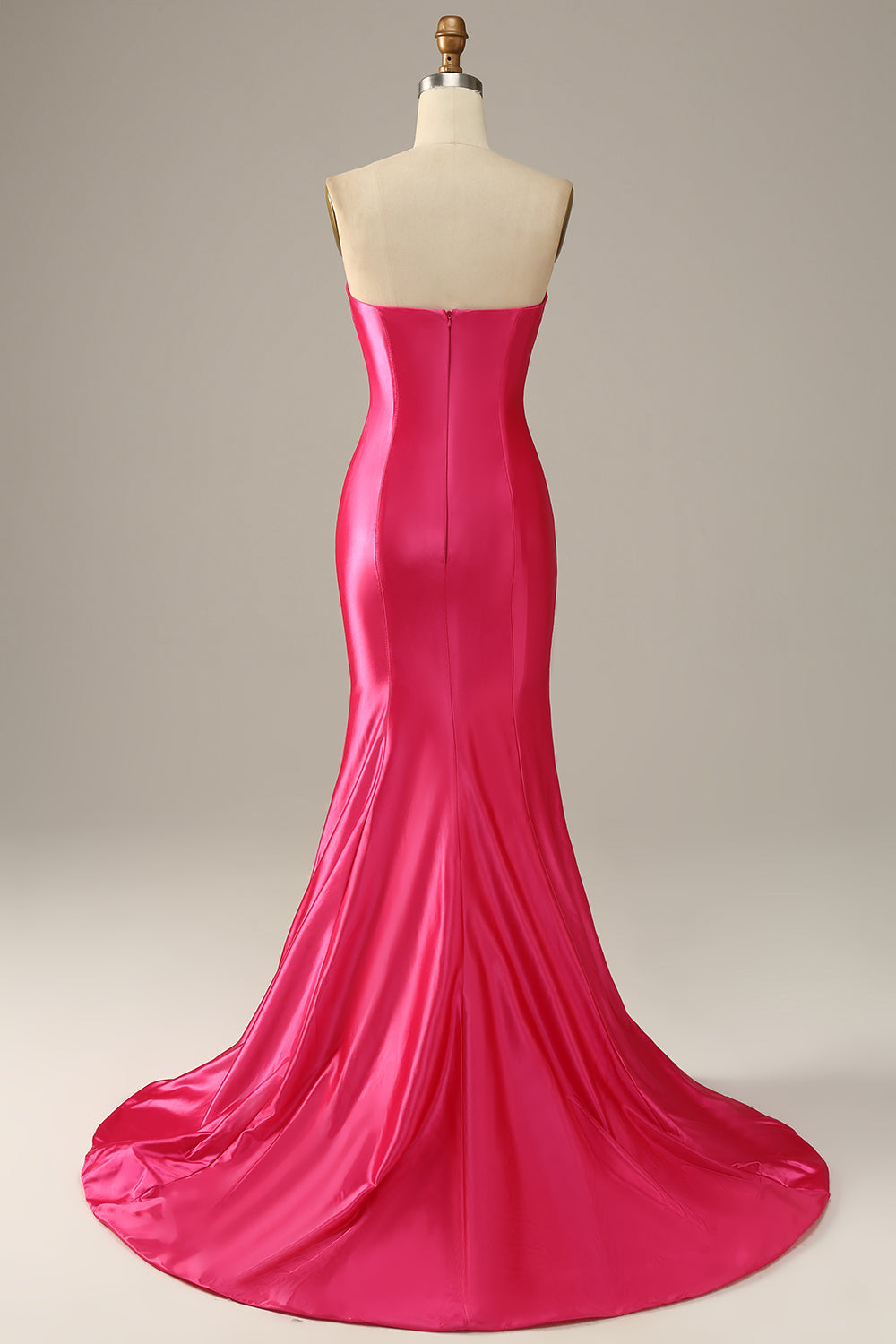 Fucsia Escote Corazón Sirena Vestido de Noche
