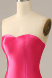 Fucsia Escote Corazón Sirena Vestido de Noche