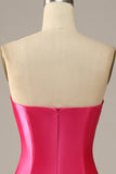 Fucsia Escote Corazón Sirena Vestido de Noche
