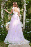 A-Línea Lilac Vestido Largo de Graduación Con Bordado