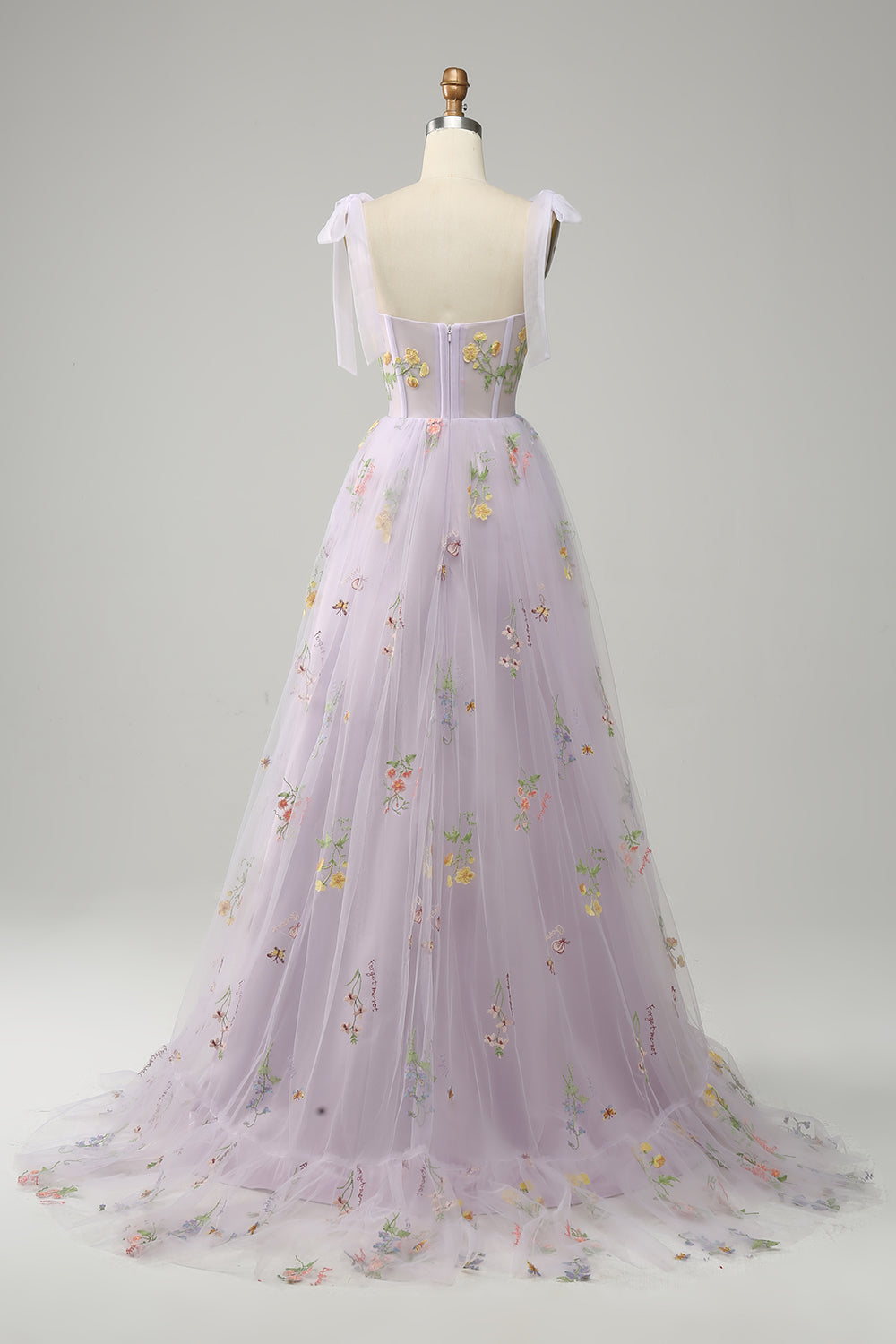 A-Línea Lilac Vestido Largo de Graduación Con Bordado