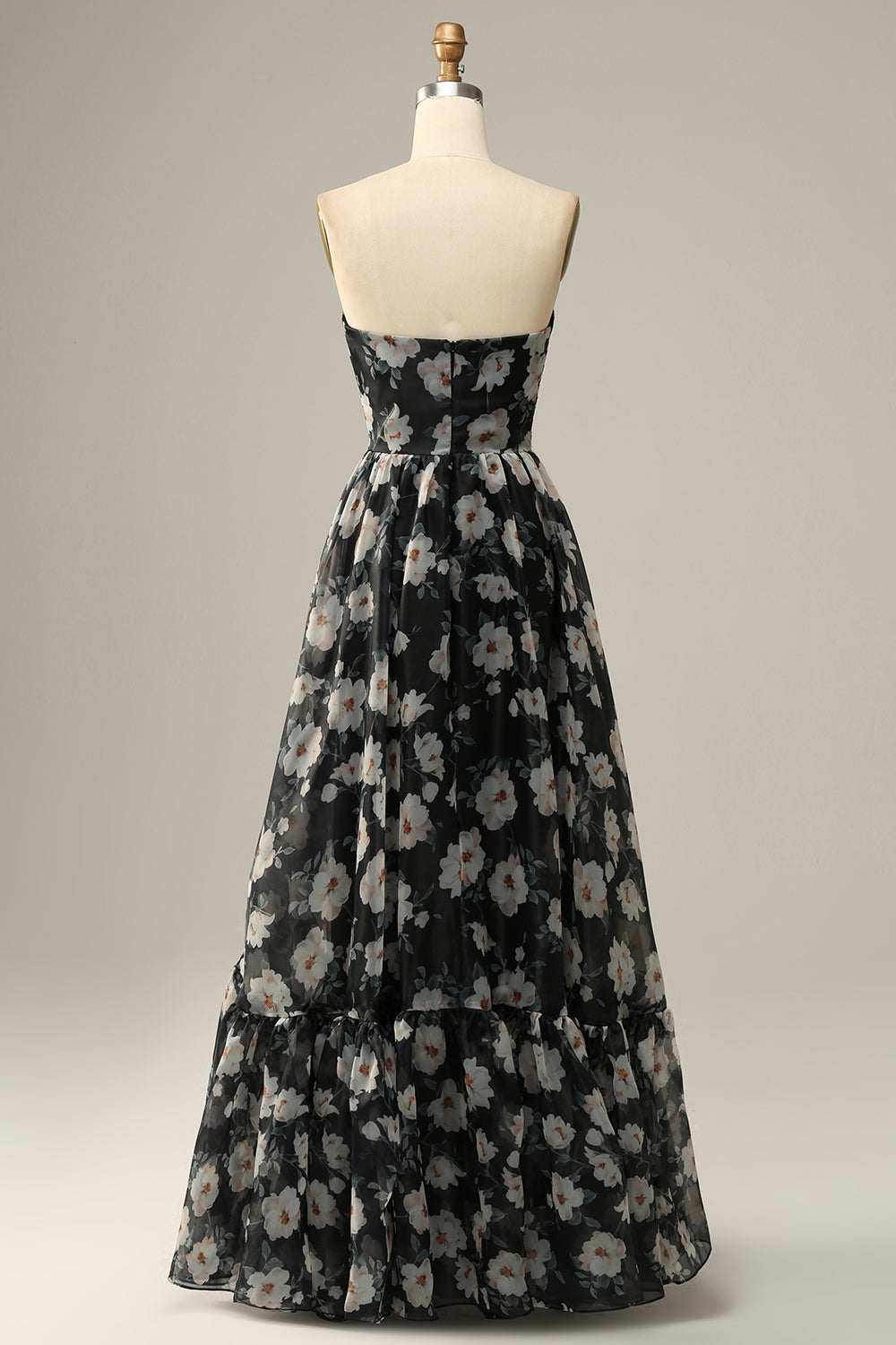 Flor negro hombro descubierto vestido de fiesta
