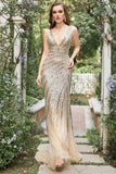 Sirena Cuello en V Borado Vestido de Fiesta