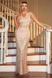 1920s Vestido Mangas Cortas Caqui Claro