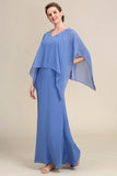 Gris Azul Vestido de Madrina Con Cuentas Batwing Mangas
