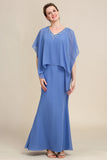 Gris Azul Vestido de Madrina Con Cuentas Batwing Mangas
