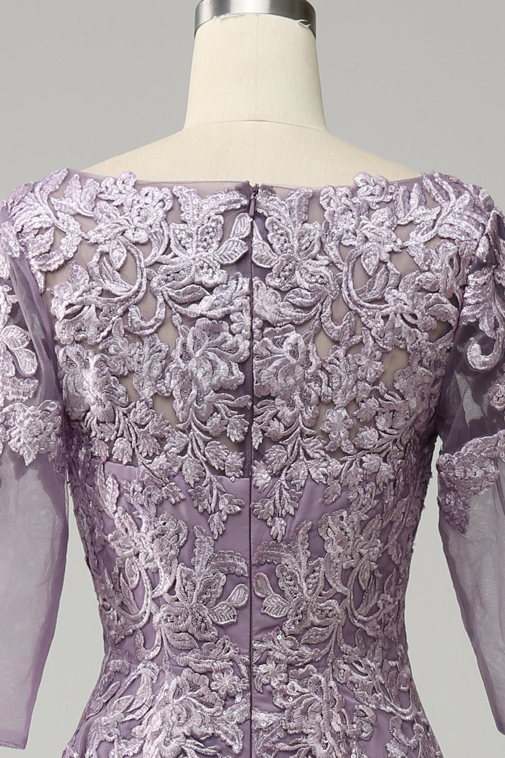 Gris Púrpura Vestido de Madrina Con Encaje