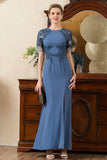 Azul Sirena Vestido de Madrina Abierta Espalda