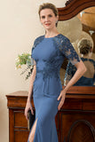 Azul Sirena Vestido de Madrina Abierta Espalda
