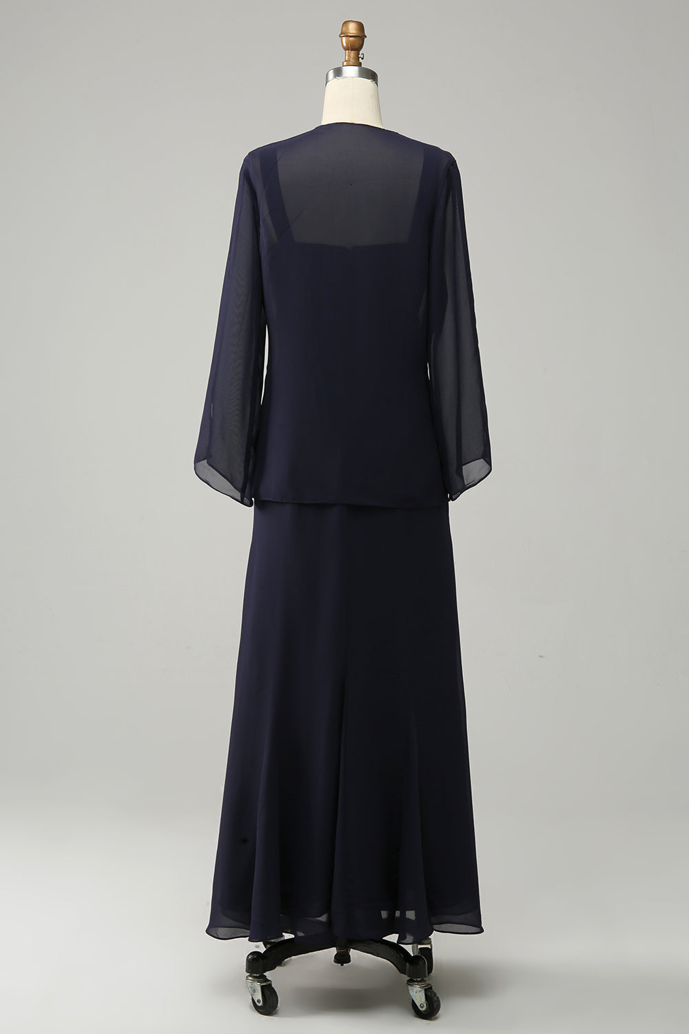 Vestido de Madrina Azul Marino Con Cuentas