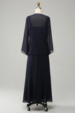 Vestido de Madrina Azul Marino Con Cuentas