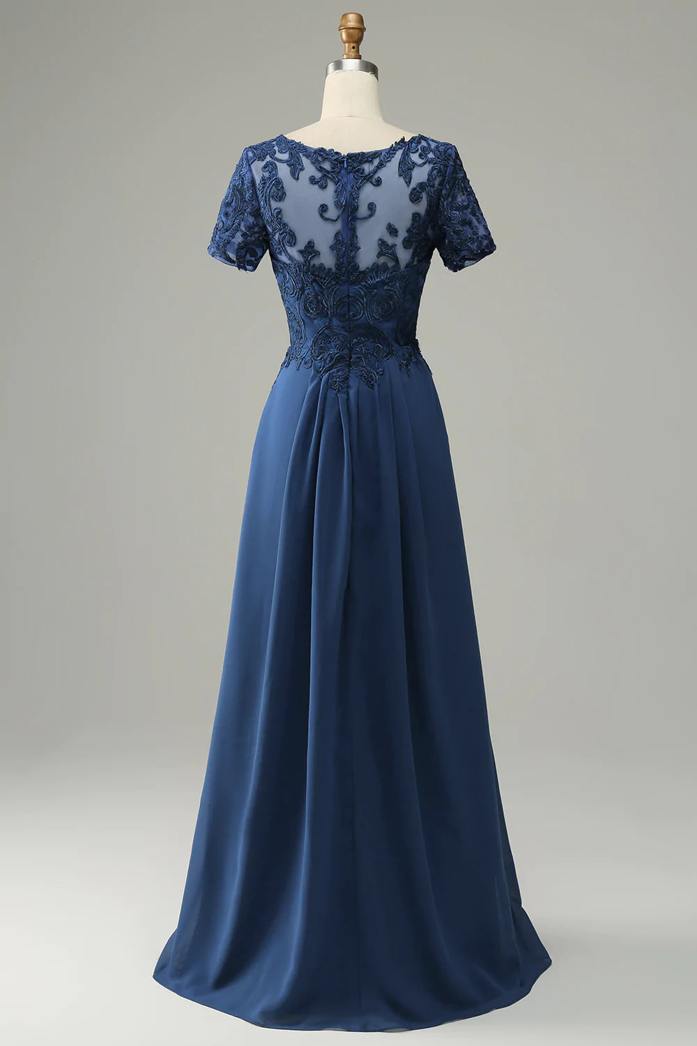 Azul A Línea Vestido de Madrina Con Apliques