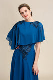 Gasa Vestido de Madrina Encaje Azul Pavo Real