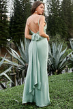Correas de Espagueti Verde Claro Vestido de Dama de Honor