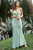 Correas de Espagueti Verde Claro Vestido de Dama de Honor