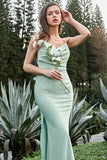 Correas de Espagueti Verde Claro Vestido de Dama de Honor