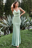 Correas de Espagueti Verde Claro Vestido de Dama de Honor