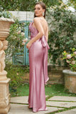 Correas de Espagueti Rosa Vestido de Dama de Honor
