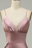 Satén Vestido de Fiesta Rosa