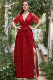 Vestido de Dama de Honor Rojo Cuello en V