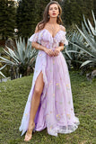 Tirantes de Espagueti Púrpura Vestido Largo de Graduación