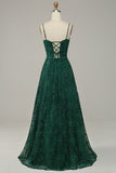 Encaje Verde Oscuro Vestido de Fiesta Tirantes de Espagueti
