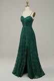 Encaje Verde Oscuro Vestido de Fiesta Tirantes de Espagueti
