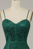 Encaje Verde Oscuro Vestido de Fiesta Tirantes de Espagueti