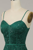 Encaje Verde Oscuro Vestido de Fiesta Tirantes de Espagueti