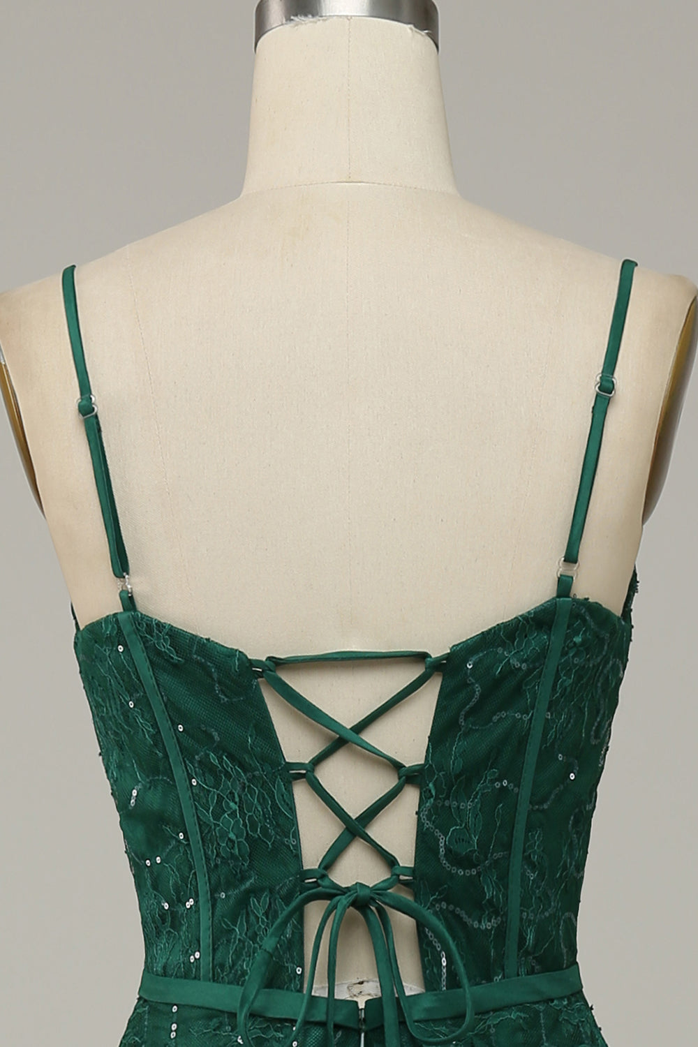 Encaje Verde Oscuro Vestido de Fiesta Tirantes de Espagueti