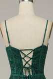 Encaje Verde Oscuro Vestido de Fiesta Tirantes de Espagueti