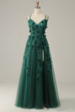Vestido de Graduación Tul Verde Oscuro