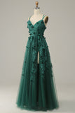 Vestido de Graduación Tul Verde Oscuro