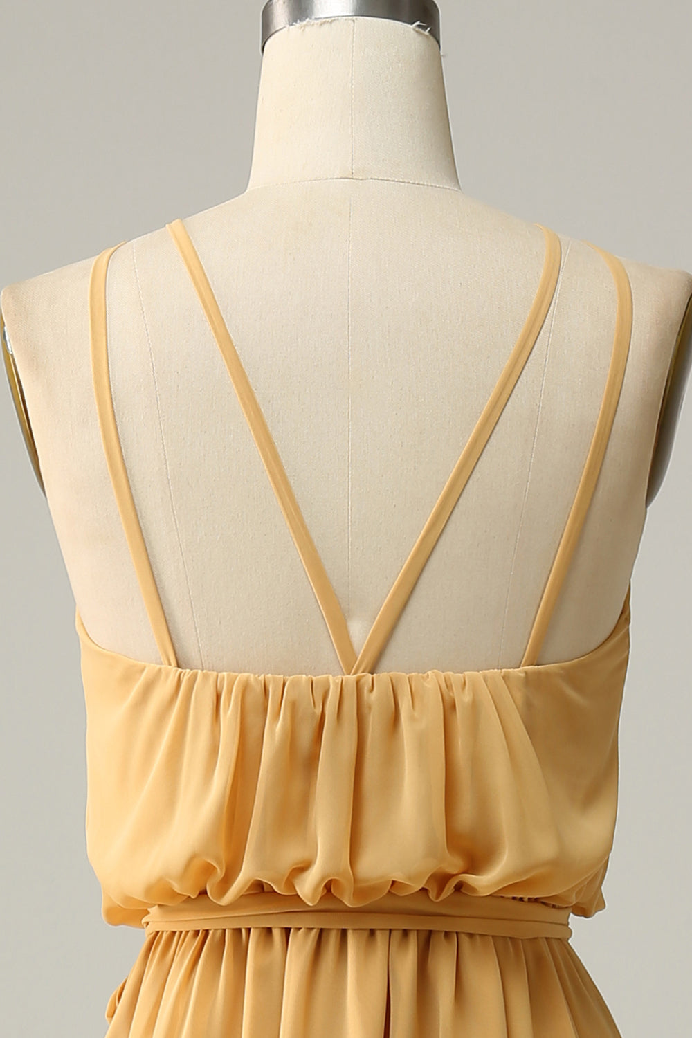A Línea Halter Amarillo Vestido de Dama de Honor