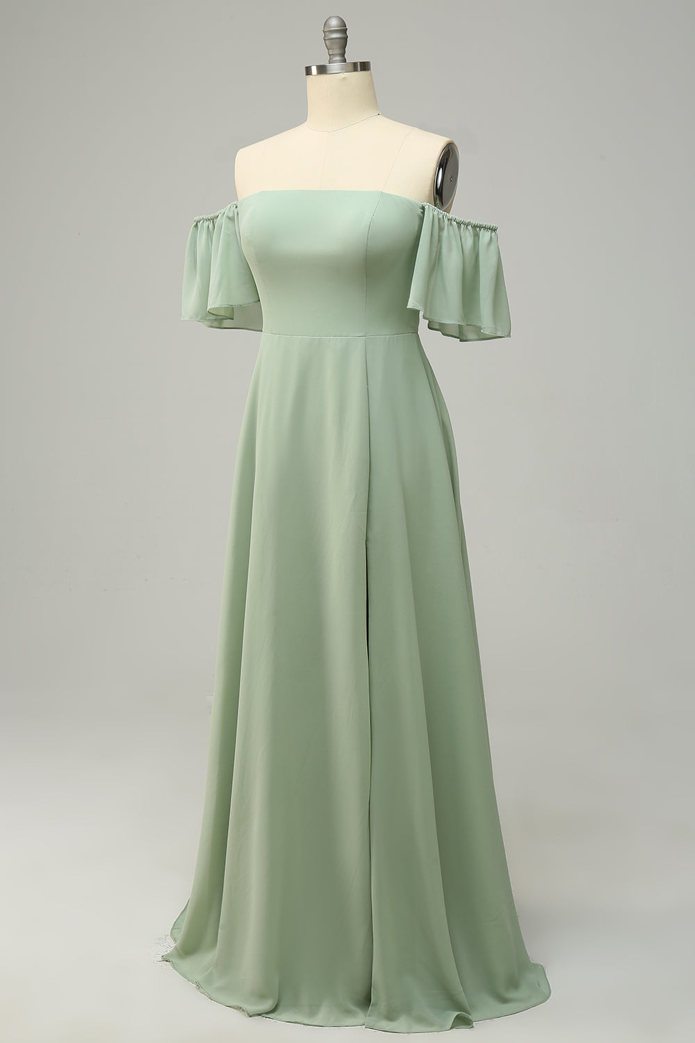 A Línea Fuera del Hombro Vestido de Dama de Honor Verde