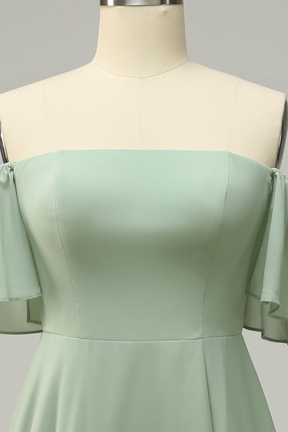 A Línea Fuera del Hombro Vestido de Dama de Honor Verde