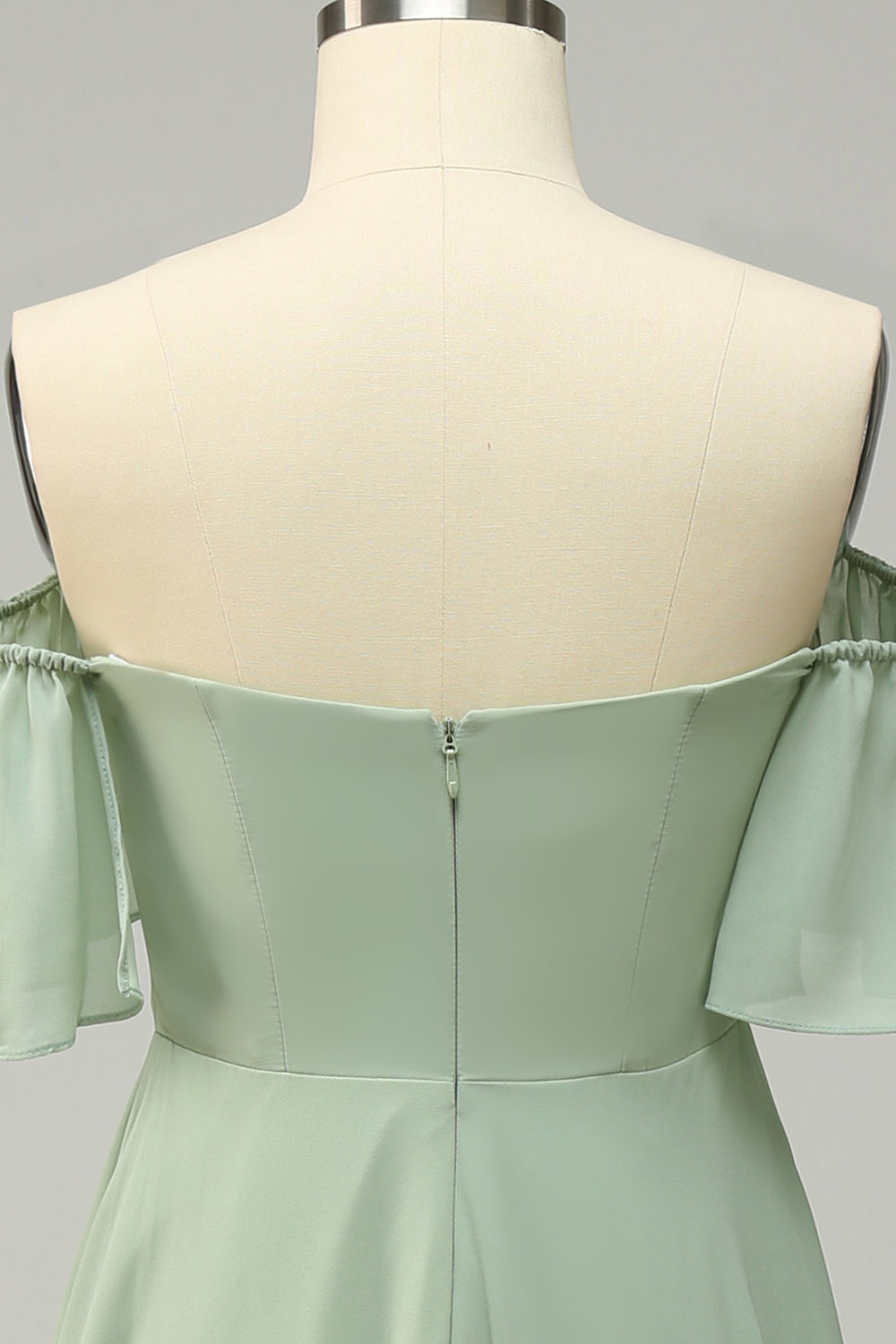 A Línea Fuera del Hombro Vestido de Dama de Honor Verde