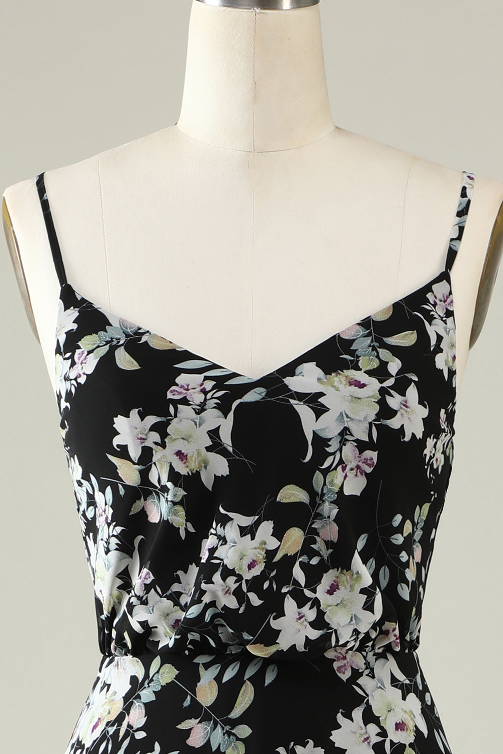 Vestido de Dama de Honor Boho Chiffon Flor Blanco Negro