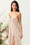 Vestido de Dama de Honor Gasa Floral Rosa