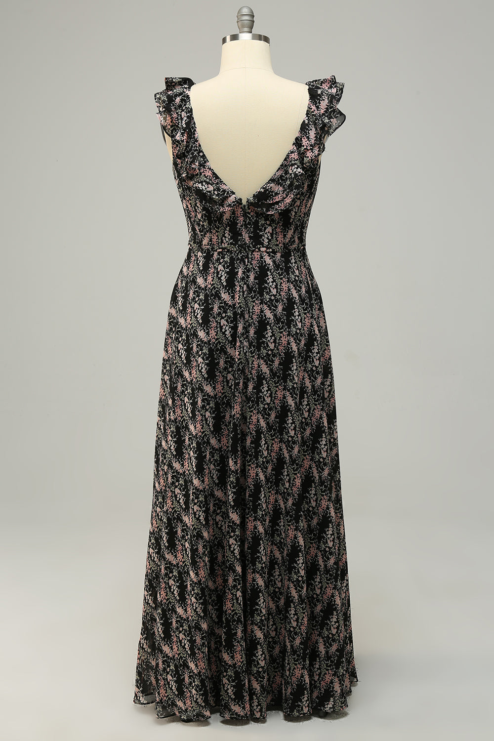 Vestido Dama de Honor Cuello en V Negro