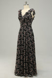 Vestido Dama de Honor Cuello en V Negro